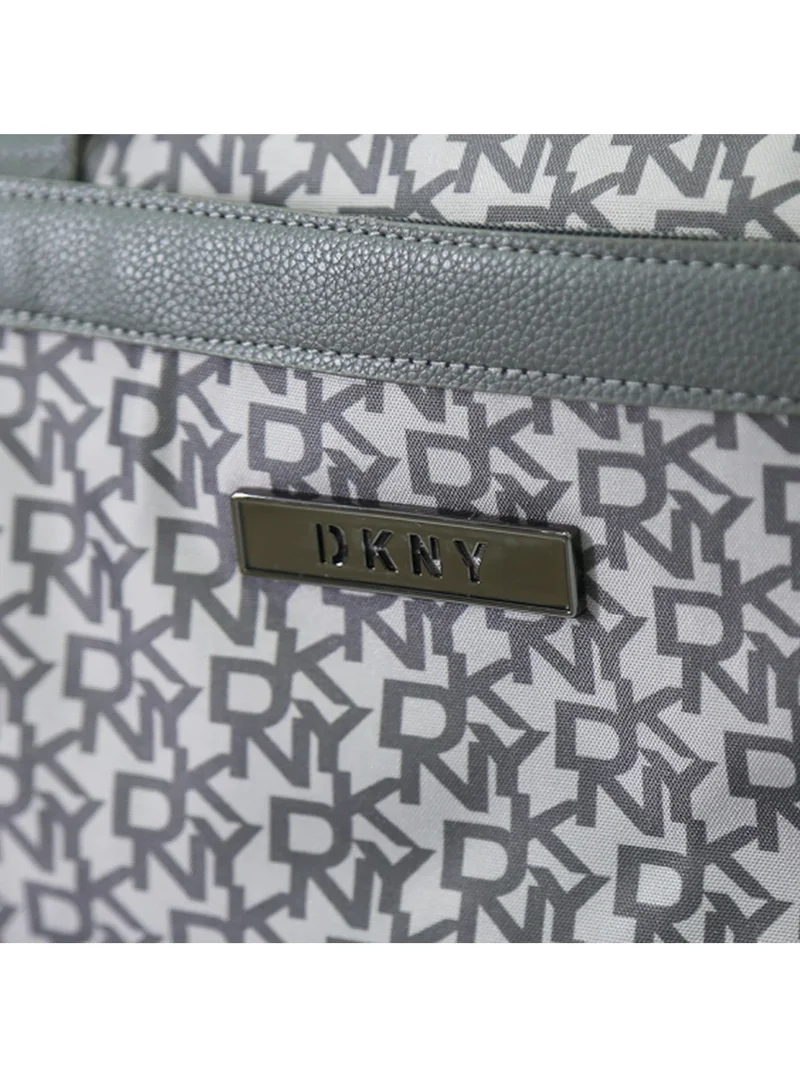 DKNY  DKNY Monogram Grey Duffle Bag with Wheels | Unisex Travel Handbag with Adjustable Shoulder Strap  | Best Price UAE