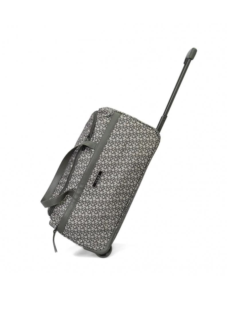 DKNY DKNY Monogram Grey Duffle Bag with Wheels | Unisex Travel Handbag with Adjustable Shoulder Strap