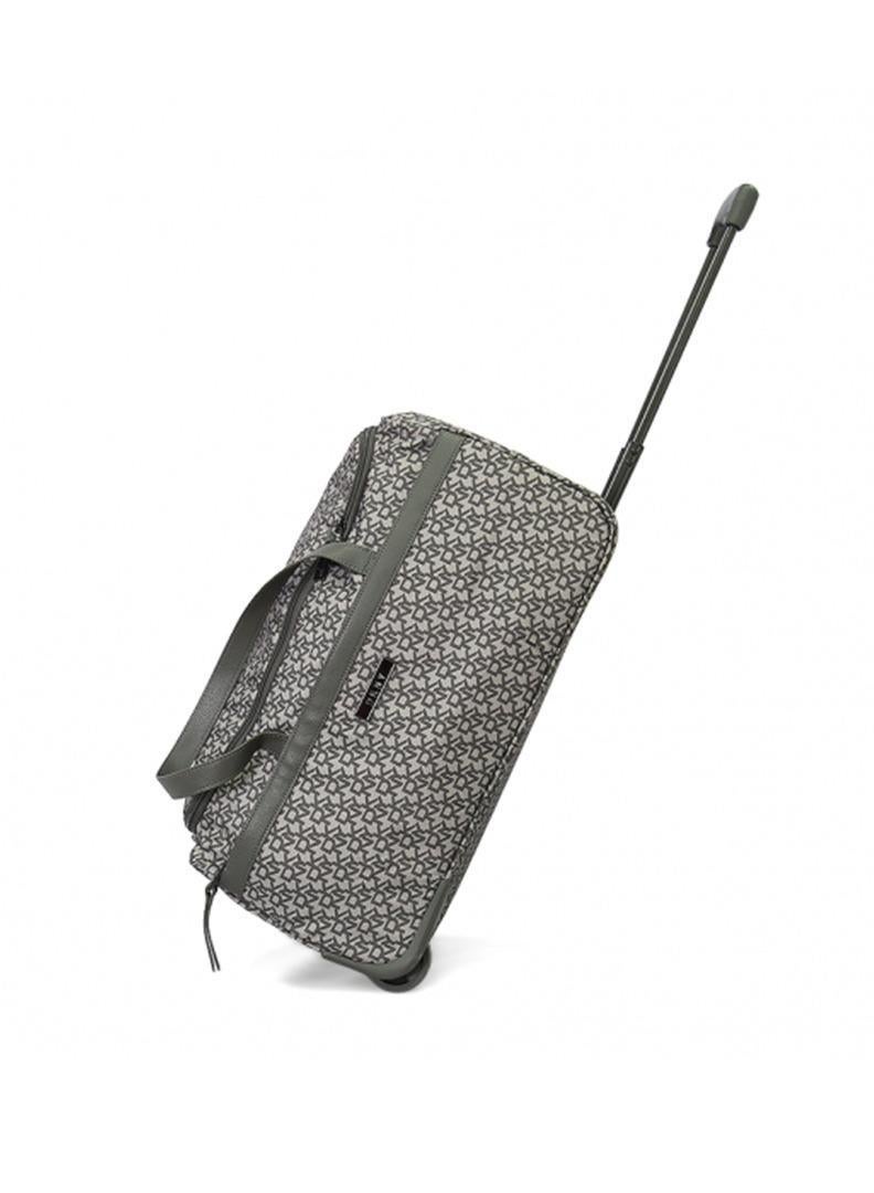 دكني حقيبة دفل بعجلات من دي كيه إن واي بتصميم التوقيع الكلاسيكي للجنسين | فائقة الخفة بعجلات بلونين رمادي - Image 1