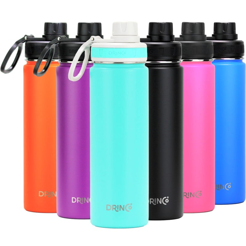 DRINCO Stainless Steel Water Bottle Spout Lid Vacuum Insulated Double Wall Water Bottle Wide Mouth 40oz 32oz 22oz 18oz 14oz Leak Proof Keep Cold Sport Camping Hiking 22 oz 22oz Teal