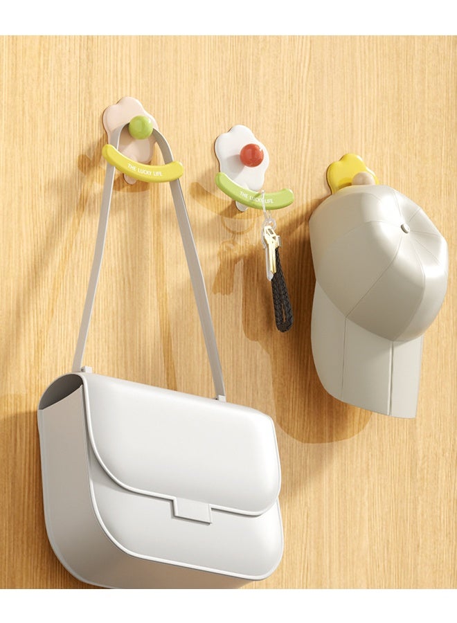 3 PCS Self-Adhesive Hooks Holders, Creative Adhesive Cute Flower Shaped Key Hooks, Home Storage Utility Wall Decorations for Hanging Hat, Key, Towel, Scarf, Bags - Image 3