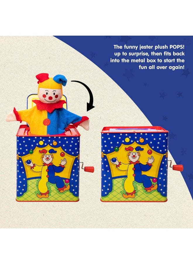 Jester Jack In The Box - Classic Children'S Musical Toy - Colorful And Durable Tin Box With Silly Jester Plush - Age 18 Months And Up