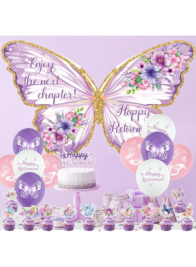 Roetyce Butterfly Happy Retirement Banner Decorations - Image 4