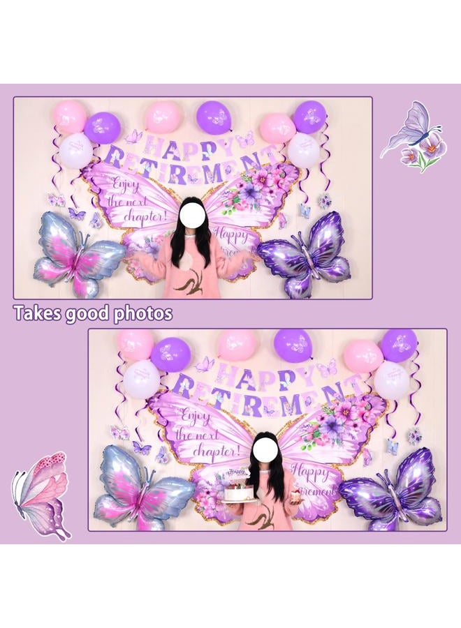 Roetyce Butterfly Happy Retirement Banner Decorations - Image 3