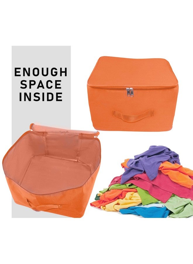 TULMAN 5 Pack Nylon Wardrobe Bag, 34L Underbed Storage, Moisture-Proof Saree Cover with Zipper Closure & Handle - Orange (38.1 x 25.4 x 35.5 cm), Clothes and Linen Storage Solution - Image 4