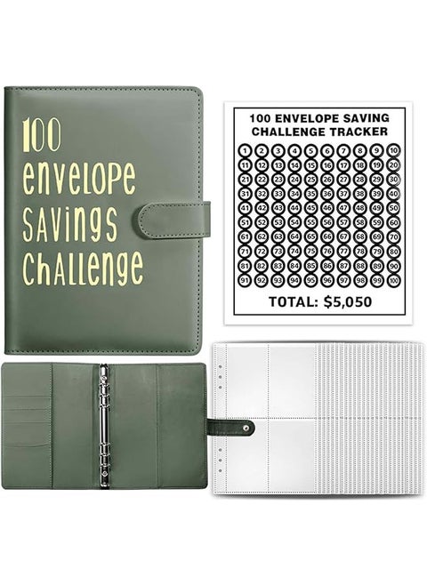 100 Envelopes Money Saving Challenge Budget Binder Easy And Funny Way To Save $5 050 Budget Planner A5 Money Saving Budget Binder With Cash Envelopes Green