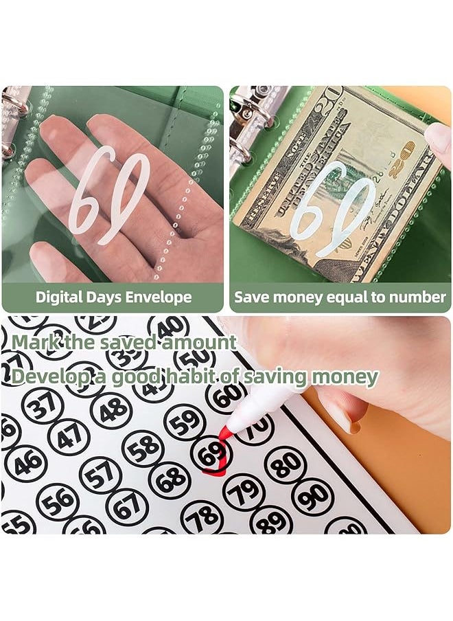 erorex - 100 Envelopes Money Saving Challenge Budget Binder Easy And Funny Way To Save $5 050 Budget Planner A5 Money Saving Budget Binder With Cash Envelopes Green - Image 1