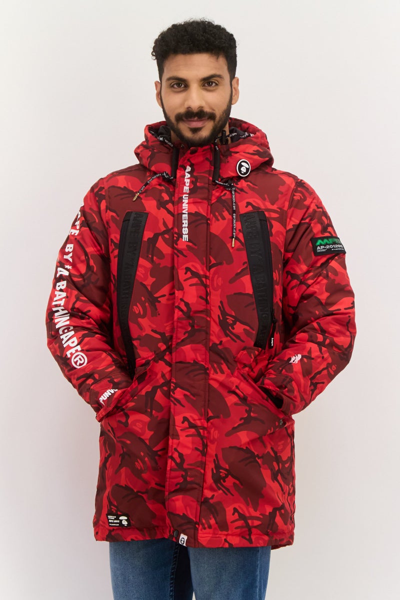 Aape By A Bathing Ape جاكيت بافر مموه بغطاء للرأس للرجال، متعدد الألوان - Image 1