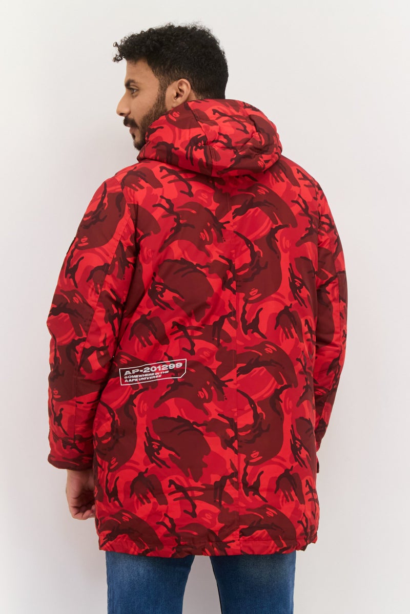 Aape By A Bathing Ape جاكيت بافر مموه بغطاء للرأس للرجال، متعدد الألوان - Image 3