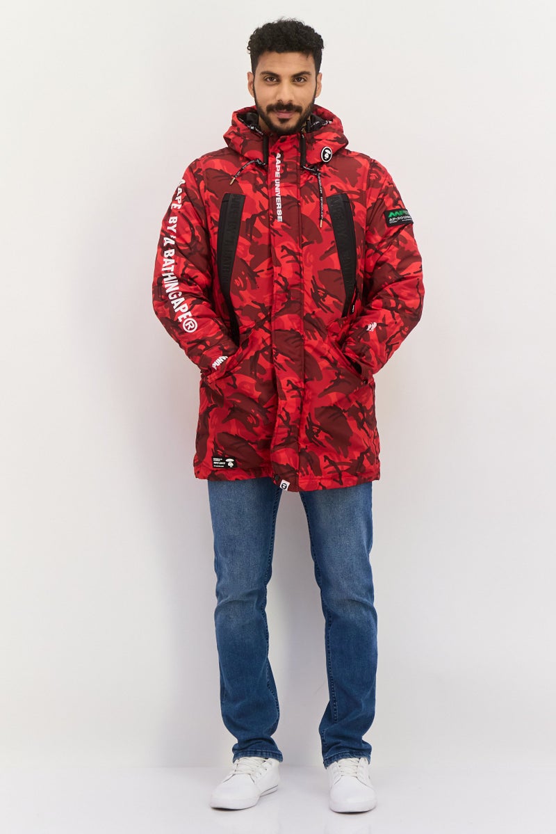 Aape By A Bathing Ape جاكيت بافر مموه بغطاء للرأس للرجال، متعدد الألوان - Image 2