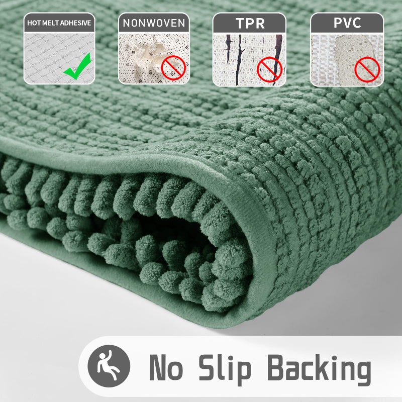 Yimobra Bathroom Rugs  Extra Soft Chenille Bath Rugs  Non-Slip  Water Absorbent and ThickDurable Floor Mat with Machine Washable  Plush Microfiber Shaggy Rugs for Shower Bathtubs  44.1 X 24  Green - Image 3