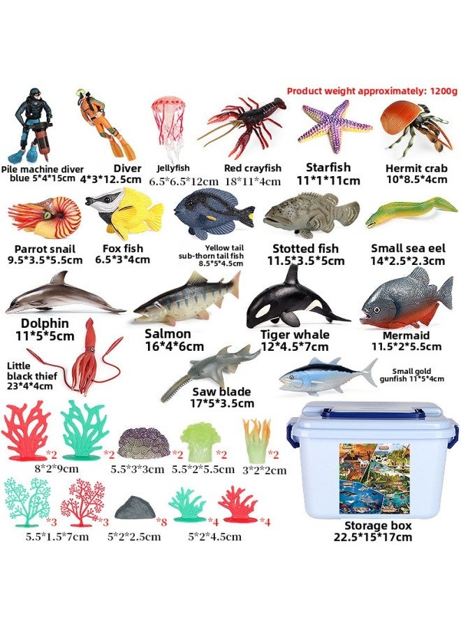 Realistic Animal Plant Simulation Models Toys-Color:Ocean 50-piece Set + Delivery Storage Box - Image 1