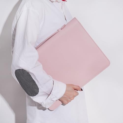 Wonderpool Travel Zippered Portfolio 3 Ring Binder A4 Padfolio Document Case with Removable Clipboard Legal Pad Holder, Business Office School Organizer for Men and Women (Pink) - Image 5