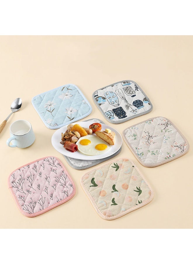 6 Piece Mat Pot Cotton Heat Resistant Potholder Table Pads for Cooking Baking - Image 1
