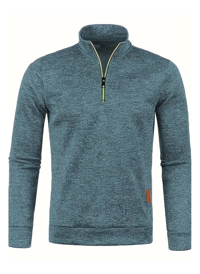 NIBEMINENT Autumn And Winter Men's Neckline Zipper Sweater Sleeve Light Fleece Stylish Top Sweater Coat - Image 1