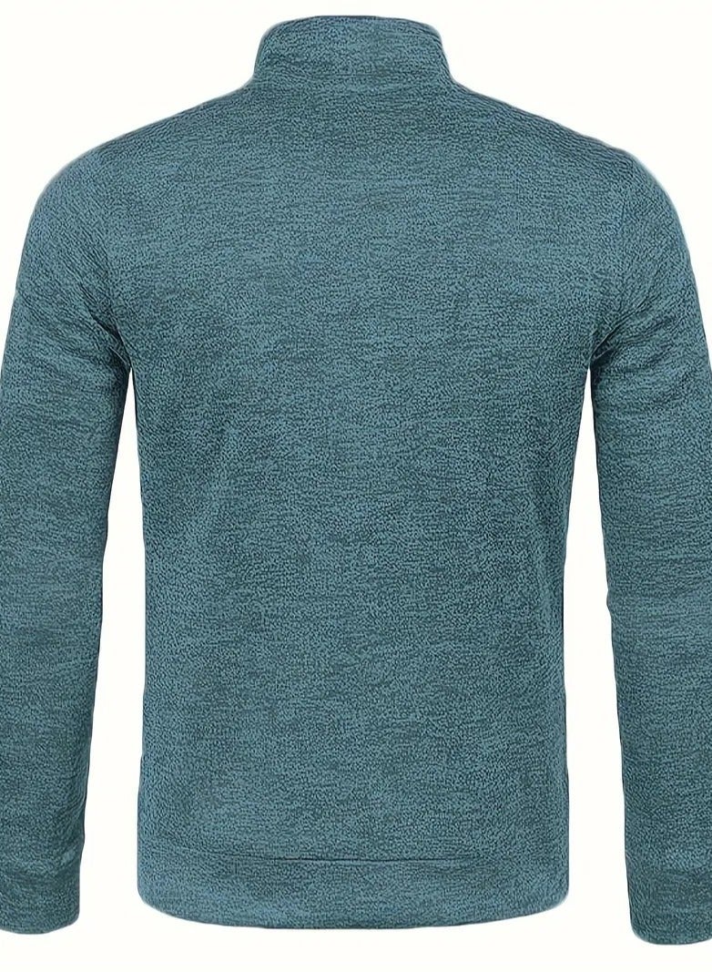 NIBEMINENT Autumn And Winter Men's Neckline Zipper Sweater Sleeve Light Fleece Stylish Top Sweater Coat - Image 3