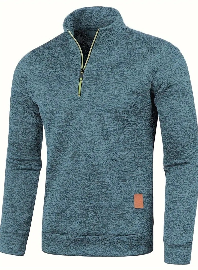 NIBEMINENT Autumn And Winter Men's Neckline Zipper Sweater Sleeve Light Fleece Stylish Top Sweater Coat - Image 2
