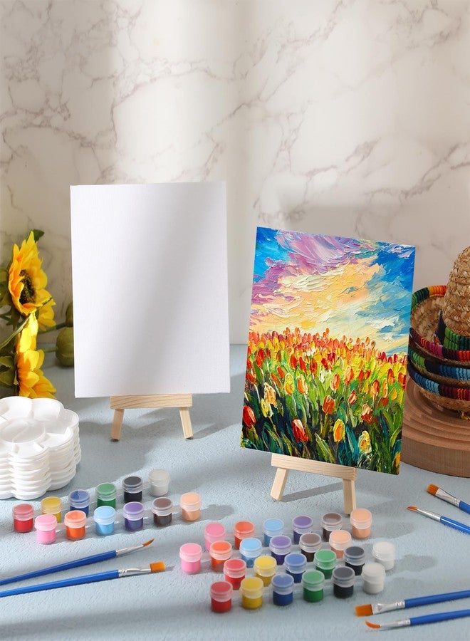 Qilery 24 Set 6 x 6 Inch Canvas Boards and Easel for Painting, Acrylic Paint Strips, Palettes, Brushes, Canvases Painting Kits for Kids Adults Artists Beginners Oil Acrylic Painting Party Favors - Image 4