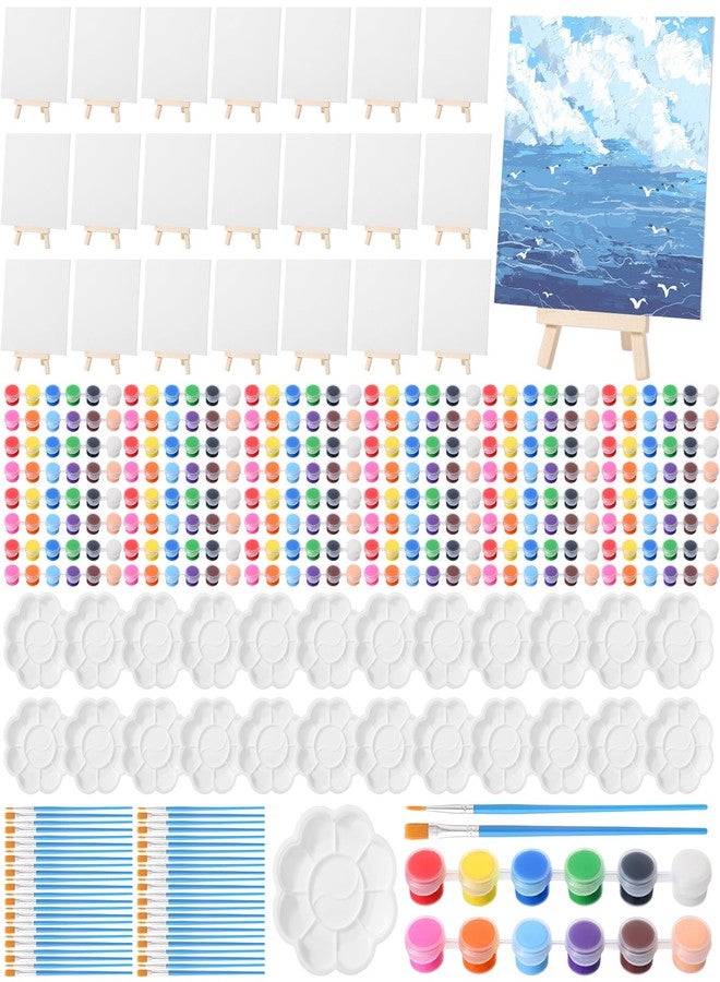 Qilery 24 Set 6 x 6 Inch Canvas Boards and Easel for Painting, Acrylic Paint Strips, Palettes, Brushes, Canvases Painting Kits for Kids Adults Artists Beginners Oil Acrylic Painting Party Favors - Image 1