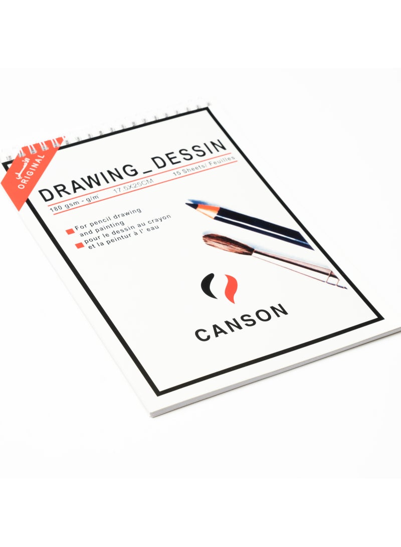 كانسون ورق رسم للفنان 180 جي اس ام - 17.5X 25 سم، 15 ورقة