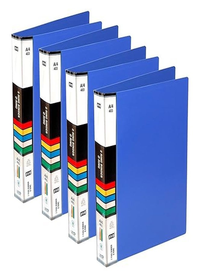 HCS Plastic File Folder 2D Ring Binder A4 Size Tough & Efficient and Elegant Document Storage, School Project Binders, Contemporary Design for Neat Organization (Pack of 4, Blue) - Image 2