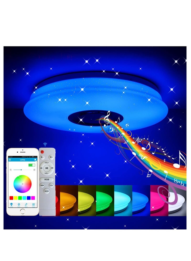 Rightsure Music Ceiling Light with Bluetooth Speaker, RGB Color LED Light with APP and Remote Control, Adjustable Brightness, 36W 3600LM Lamp - Image 1