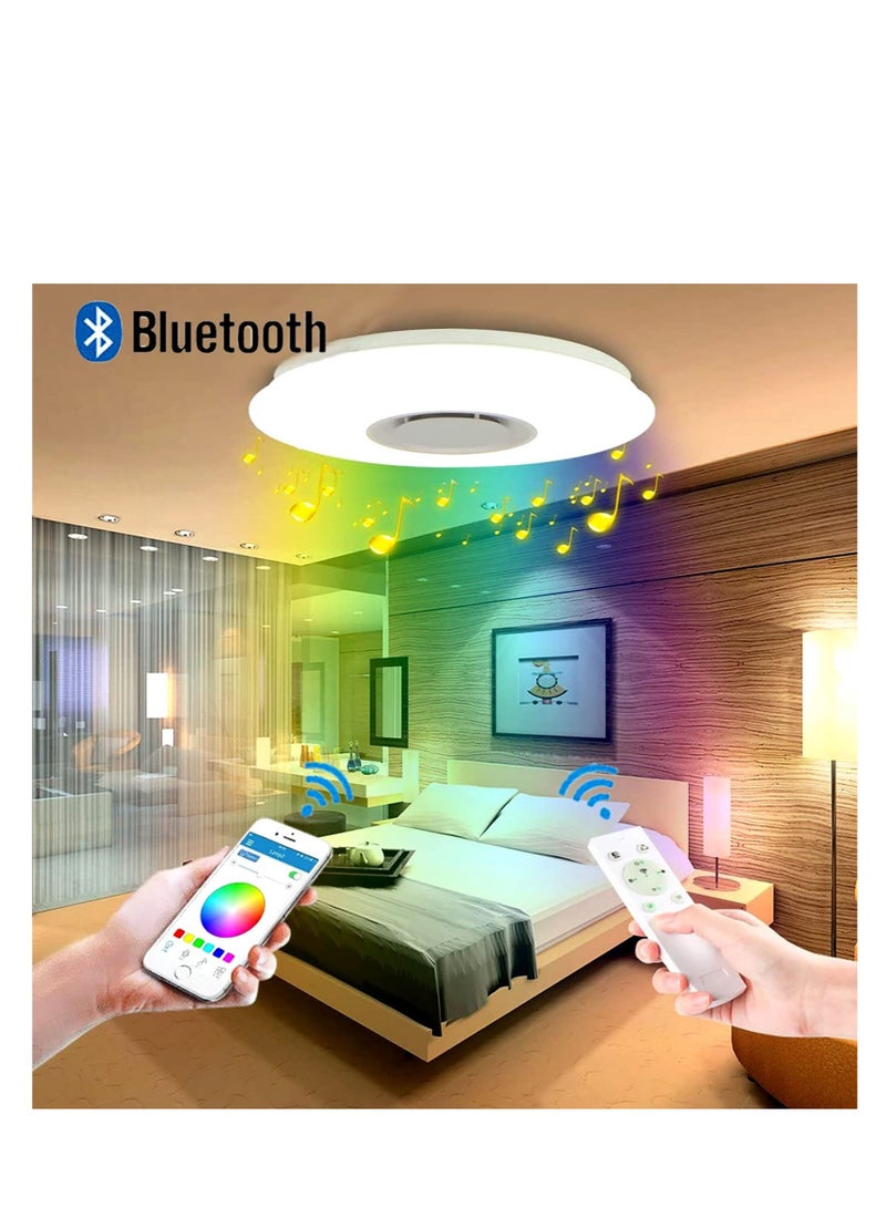 Rightsure Music Ceiling Light with Bluetooth Speaker, RGB Color LED Light with APP and Remote Control, Adjustable Brightness, 36W 3600LM Lamp - Image 2