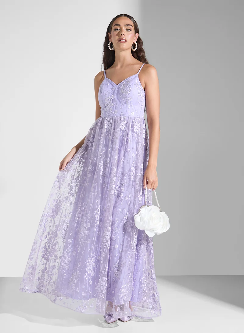 Ginger Boutique Floral Overlay Maxi Dress
