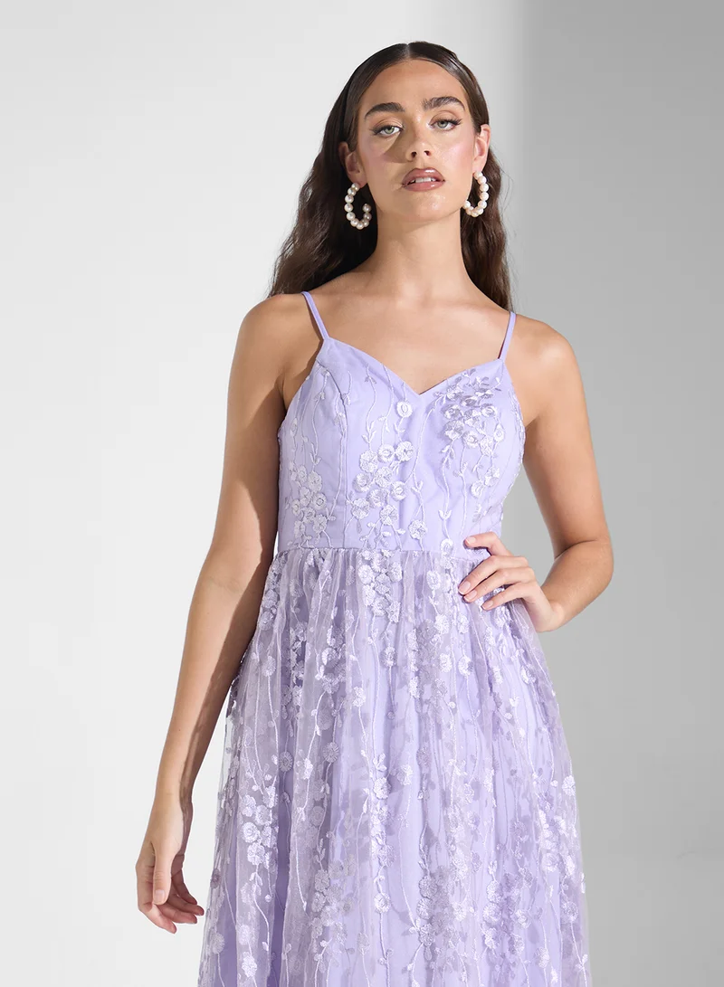 Ginger Boutique Floral Overlay Maxi Dress