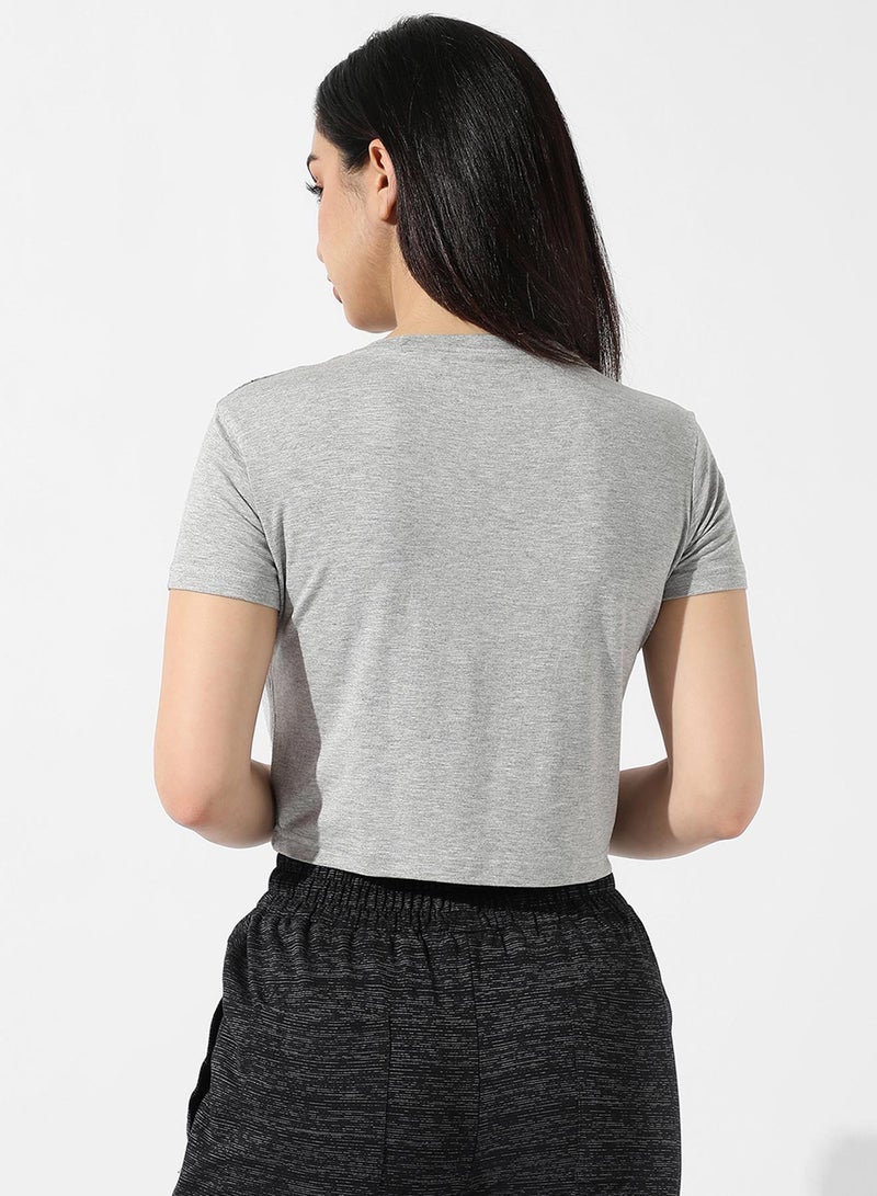 Campus Sutra Campus Sutra Women's Grey Printed Regular Fit Top For Casual Wear | Short Sleeve | Crewneck | Top Crafted With Regular Sleeve, Comfort Fit & High-Performance For Everyday Wear  - Image 5