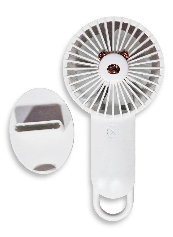 Generic - Mini handheld fan, Cute design decorated with flower in the middle, small size and easy to carry by hand or put in bag, equipped with USB rechargeable battery, on/off button, multiple air speeds, nice gift for kids - Image 1
