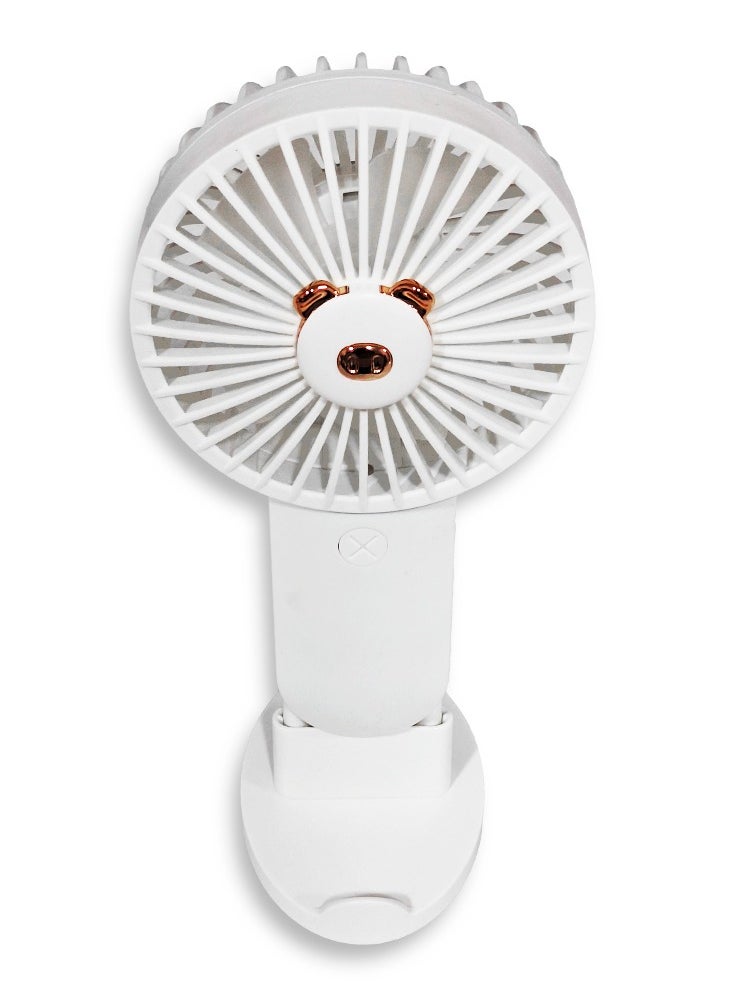 Generic - Mini handheld fan, Cute design decorated with flower in the middle, small size and easy to carry by hand or put in bag, equipped with USB rechargeable battery, on/off button, multiple air speeds, nice gift for kids - Image 1