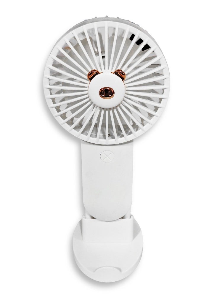 Generic - Mini handheld fan, Cute design decorated with flower in the middle, small size and easy to carry by hand or put in bag, equipped with USB rechargeable battery, on/off button, multiple air speeds, nice gift for kids - Image 1