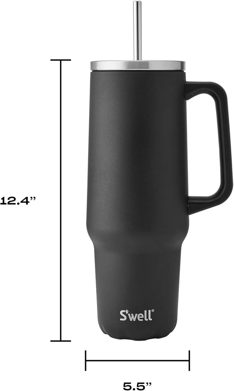 S'well Recycled Stainless Steel Tumbler XL with Straw and Handle, 40oz, Onyx, Triple Layered Vacuum Insulated Container Keeps Drinks Cold 50 hours and Hot for 10, BPA Free - Image 4