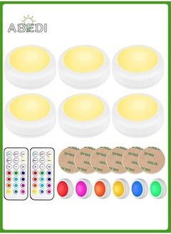 6 Pack LED Puck Lights with Remote Control, Wireless Under Cabinet Lighting, Battery Powered Lights, Stick on Lights, Color Changing Lights with Dimmer and Timer - pzsku/Z52CB3CC4CEBB94705956Z/45/_/1731386436/0dd955a4-182e-4e06-8a0a-36423aad4cf5