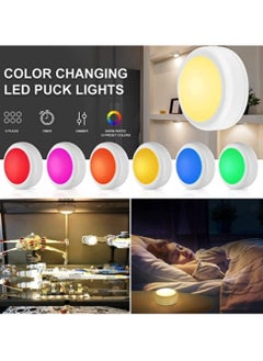 Alruht 6 Pack LED Puck Lights with Remote Control, Wireless Under Cabinet Lighting, Battery Powered Lights, Stick on Lights, Color Changing Lights with Dimmer and Timer  - Image 5