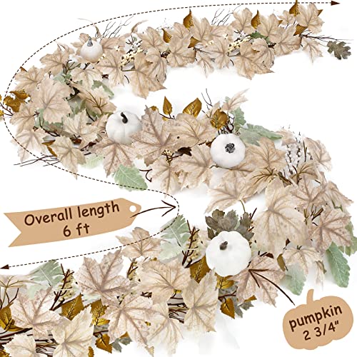 ORIENTAL CHERRY Fall Decor - Fall Garland - 6Ft Autumn Maples Leaf Pumpkin Berry Garland - Thanksgiving Halloween Mantle Fireplace Farmhouse Harvest Decorations for Home Outdoor Indoor Porch - Image 5