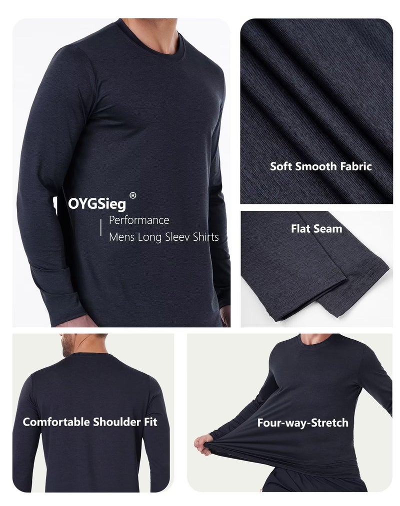 OYGSieg 7 Pack Long Sleeve Shirts for Men Moisture Wicking Sun Protection UV UPF 50+ SPF Performance Quick Dry T-Shirt for Casual - Image 4