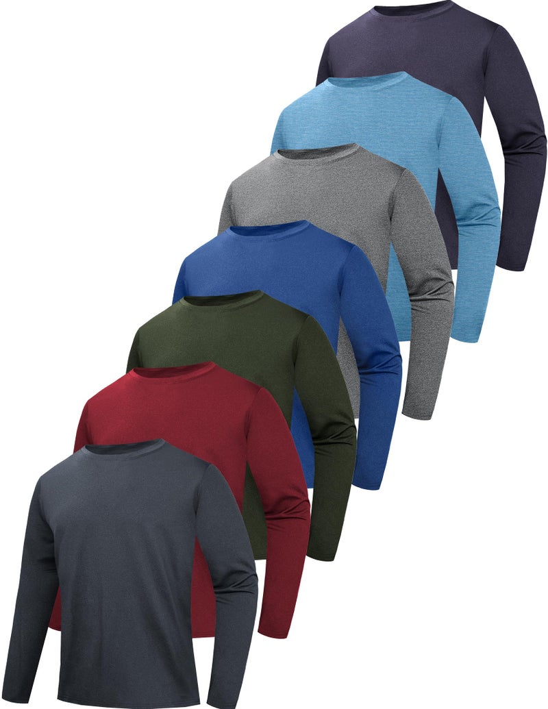 OYGSieg 7 Pack Long Sleeve Shirts for Men Moisture Wicking Sun Protection UV UPF 50+ SPF Performance Quick Dry T-Shirt for Casual - Image 1