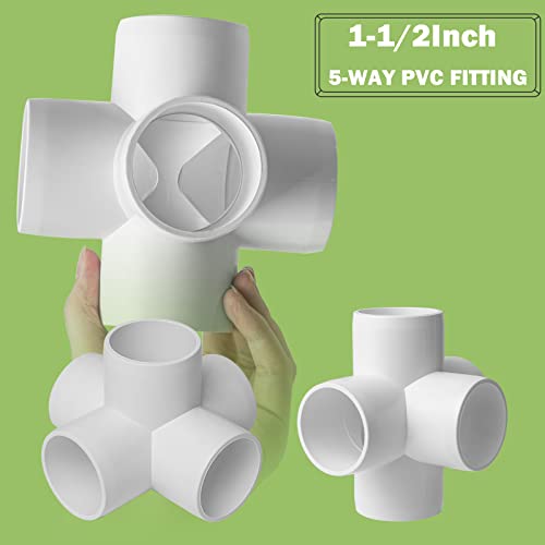 AODESTINY 6Pack 5 Way PVC Fittings 1-1/2Inch, SCH40 Furniture Grade Elbow Fittings for 1-1/2Inch PVC Pipe, Elbow Pipe Fitting Connector for Garden Enclosures Dog Agility Jumps Greenhouse - Image 4