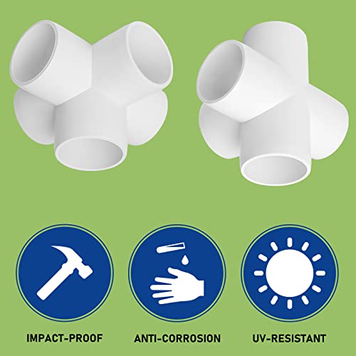 AODESTINY 6Pack 5 Way PVC Fittings 1-1/2Inch, SCH40 Furniture Grade Elbow Fittings for 1-1/2Inch PVC Pipe, Elbow Pipe Fitting Connector for Garden Enclosures Dog Agility Jumps Greenhouse - Image 5