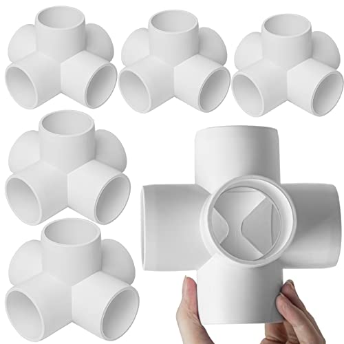AODESTINY 6Pack 5 Way PVC Fittings 1-1/2Inch, SCH40 Furniture Grade Elbow Fittings for 1-1/2Inch PVC Pipe, Elbow Pipe Fitting Connector for Garden Enclosures Dog Agility Jumps Greenhouse - Image 1