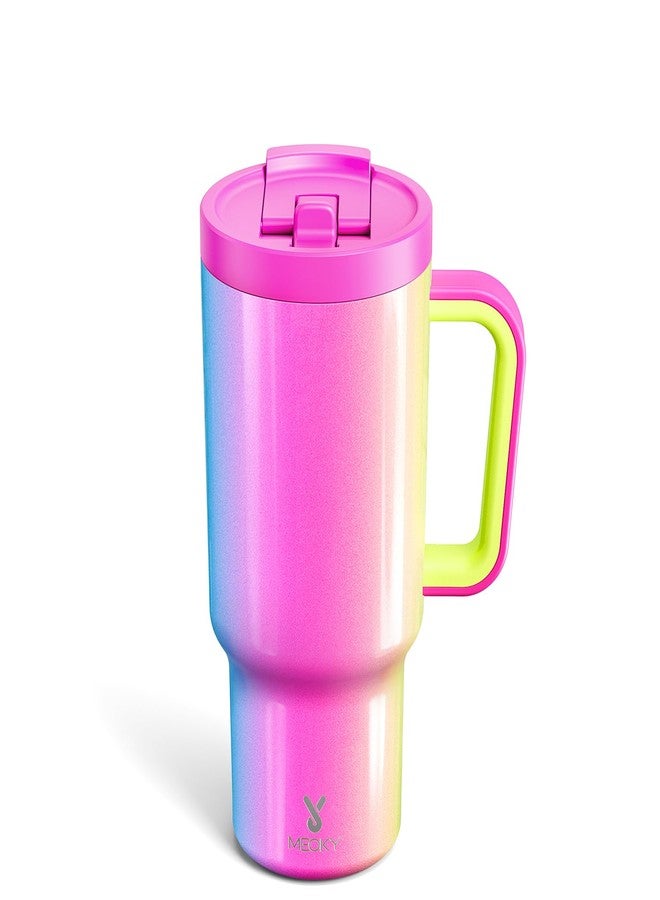 Meoky 32 oz Tumbler with Handle and Flip Straw, 100% Leakproof Tumbler with Lid and Straw, Stainless Steel Insulated Cup, Cupholder Friendly, Keeps Cold for 24 Hours (Carnival) - Image 1