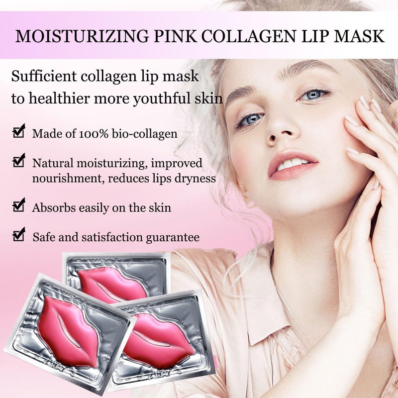 NIYET 30 pieces of Moisturizing Collagen Crystal Lip Mask - Anti-Ageing & Anti Chapped, Reduce lip Wrinkles, Fade Lip Color, Make Skin Smooth (Pink) - Image 3