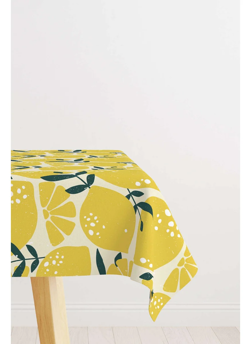 Cango Home White Yellow Lemon Patterned Digital Printed Tablecloth OYTYK931-MS