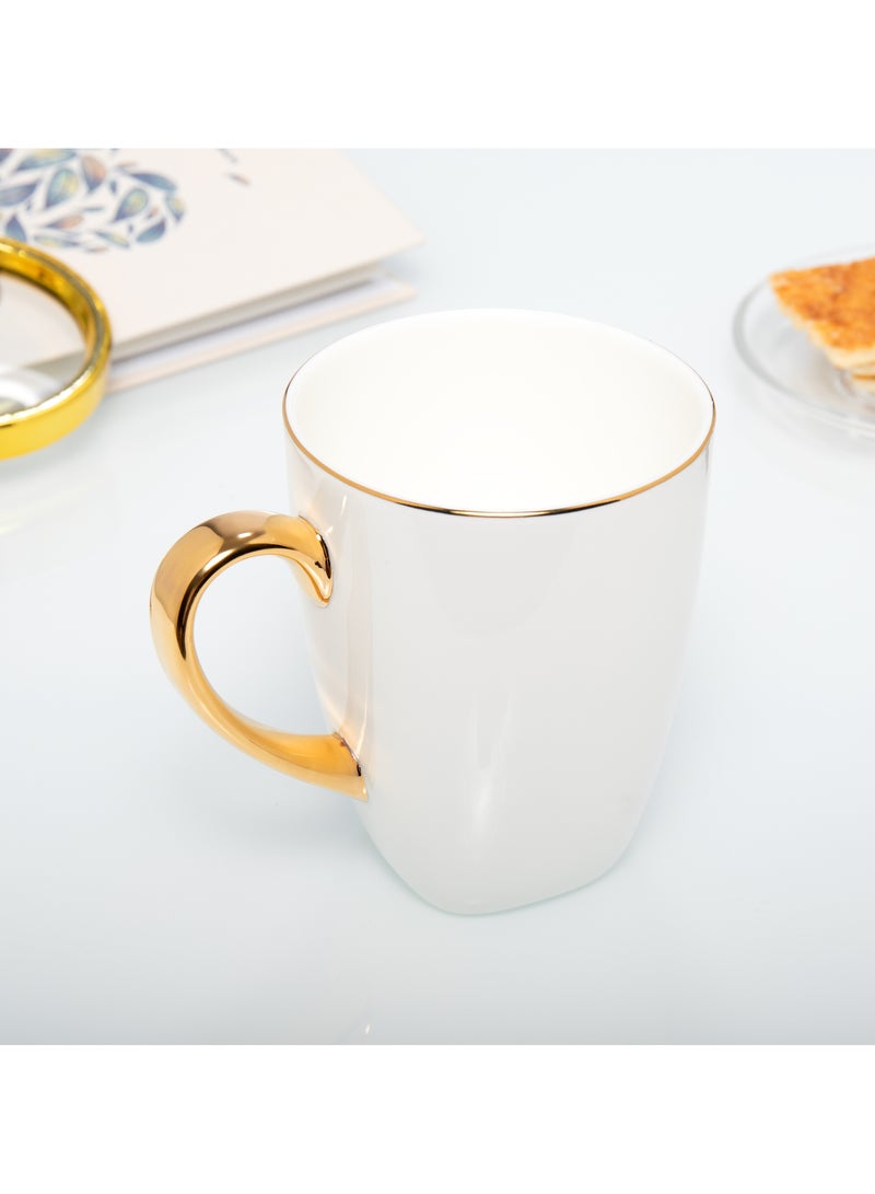 Red Leaf RedLeaf 14oz Exquisite Ceramic Coffee Mug, Luxurious British Design, Handmade Gold Rim, Gold Handle, Fine White Ceramic, Tea Cup , Milk Cup  - Image 1