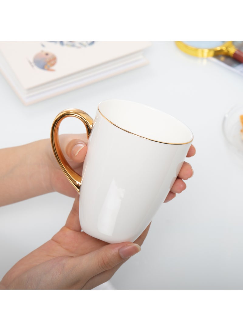 Red Leaf RedLeaf 14oz Exquisite Ceramic Coffee Mug, Luxurious British Design, Handmade Gold Rim, Gold Handle, Fine White Ceramic, Tea Cup , Milk Cup  - Image 5