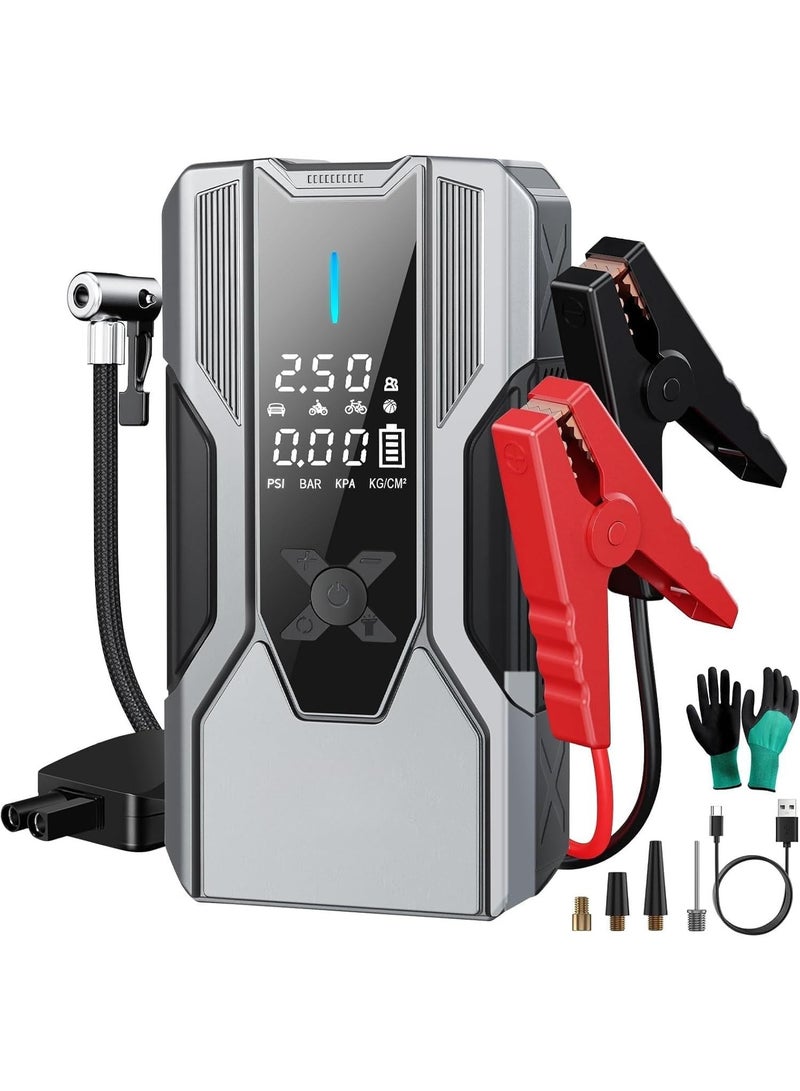 8000A Jump Starter Power Pack with 150 PSI Air Compressor Portable Car Battery Booster Emergency Starter 12V Multi-Function Air Pump for Cars & Vehicles - Image 1