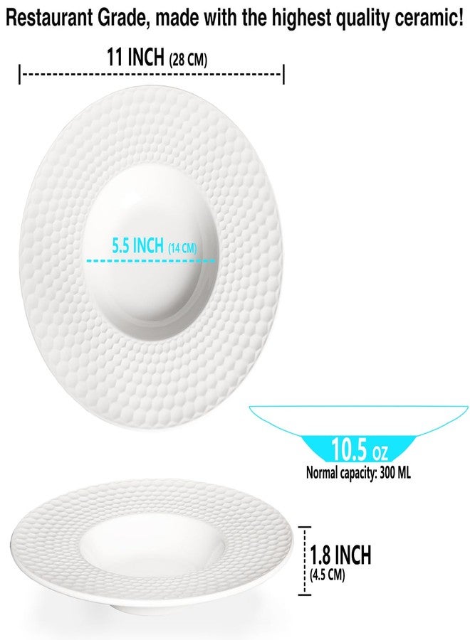 Creativity Home Soup Bowls Soup Plate Porcelain Pasta Bowl Set of 4 Shallow Bowl Plates, 10 oz Rimmed Bowls with Rim, Microwave ovens and refrigerators safe (11 INCH) - Image 2