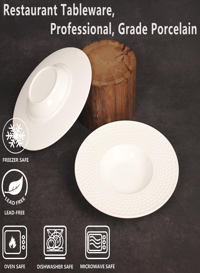Creativity Home Soup Bowls Soup Plate Porcelain Pasta Bowl Set of 4 Shallow Bowl Plates, 10 oz Rimmed Bowls with Rim, Microwave ovens and refrigerators safe (11 INCH) - Image 3